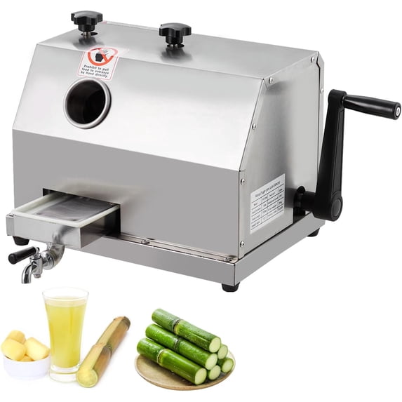 Acekid Manual Sugar Cane Juicer Machine, 3 Stainless Steel Rollers, 2.4-Inch Large Feeding Chute, 110LBS/Hour High Efficiency, Portable Design