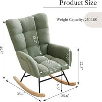Acekid Nursery Rocking Chair, Living Room Glider Rocker for Breastfeeding, Comfy Accent Chairs for Bedroom, Plush Teddy Upholstered Armchairs Indoor with High Backrest, Room Side Relaxing Chair