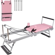 Acekid Pink Pilates Reformer Machine 77.5", Foldable Pilates Equipment for Home Gym Workout, Adjustable Pilates Machine with Resistance Ropes