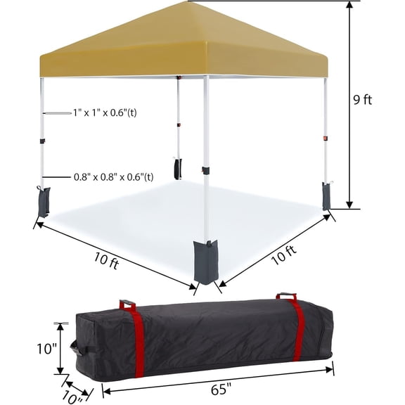 Acekid Pop Up Canopy Tent Outdoor Beach Canopy Tent 3 Adjustable Heights For Outdoor Shades With Wheeled Bag 8 Stakes 4 Ropes Portable Shelter For Parties Camping Khaki