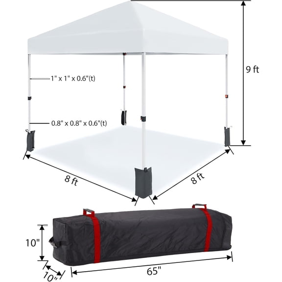 Acekid Pop Up Canopy Tent Outdoor Beach Canopy Tent 3 Adjustable Heights For Outdoor Shades With Wheeled Bag 8 Stakes 4 Ropes Portable Shelter For Parties Camping White