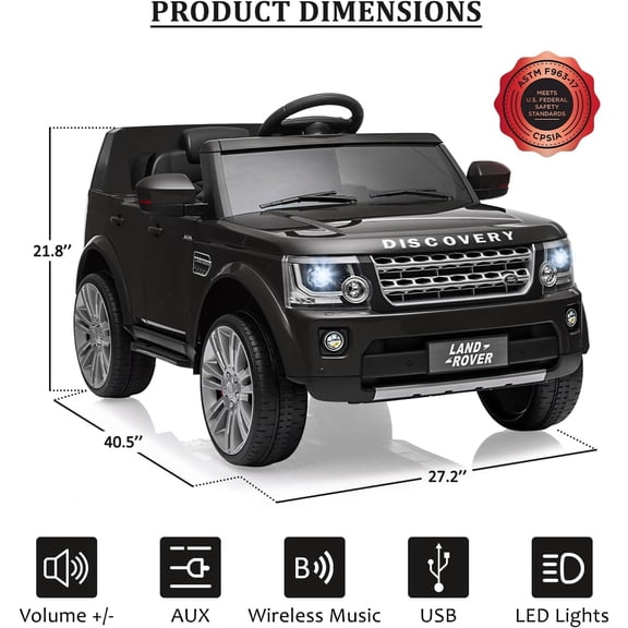 Acekid Ride on Car 2 Seater Ride on Toys With 4 Wheels Shock Absorbers 3 Adjustable Speeds Soft Start Multi-Point Seat Belts Remote Control Bluetooth For 3-8Y Black 12V