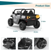 Acekid Ride On Dump Truck With Remote Control 2 Seater Electric Toy Car For Big All-Terrain Construction Vehicle With Dump Bed Shovel Bluetooth LED Lights For Ages 3+ Gray 24V 4WD