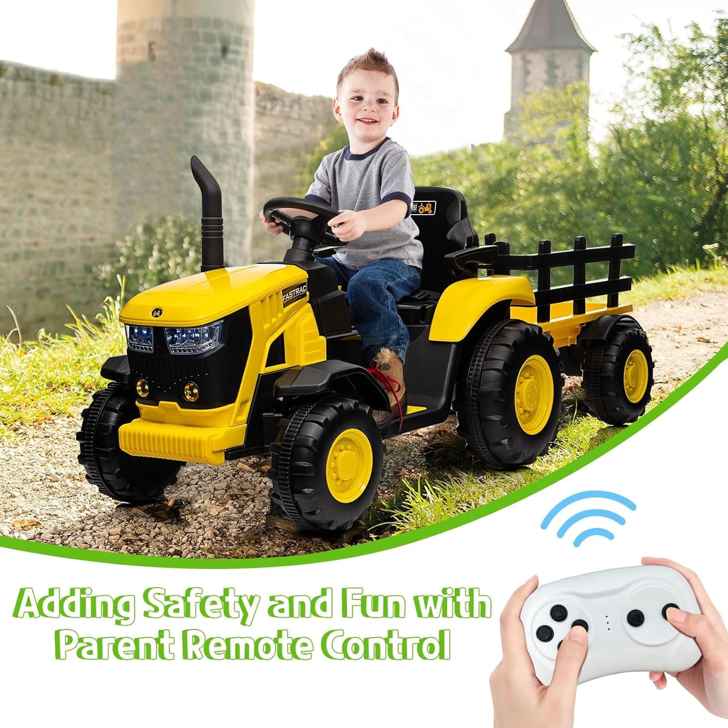 Acekid Ride Ons,12V Ride on Tractor with Remote Control,35W Dual Motors ...
