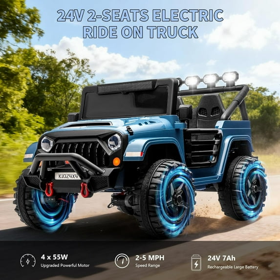 Acekid Ride on Car 24V 2 Seater Electric Ride on Toys Remote Control 4 Powerful Motors 4WD 2WD 3 Speeds LED Light
