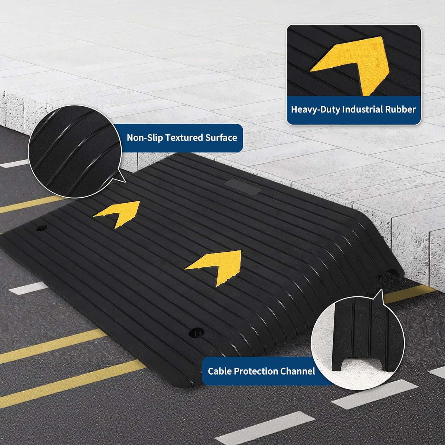 Acekid Rubber Threshold Ramp 2PC Heavy-Duty, Non-Slip All-Weather ...