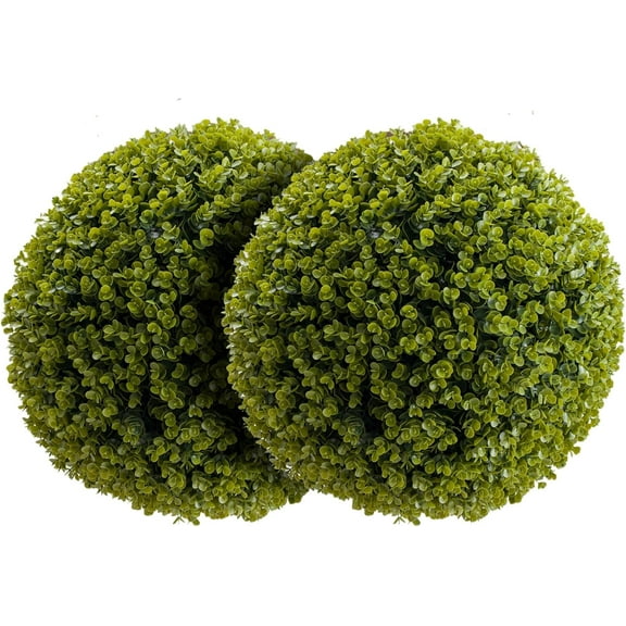 Acekid Set of 2 Artificial Cedar Topiary Plant Balls, 21.2inch Faux Greenery Hanging Balls for Home Wedding Decor, Eucalyptus Grass Ball