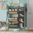 thumbnail image 1 of Acekid Shoe Cabinet Rattan 3 Flip Drawers Freestanding Storage Cabinet Adjustable Shelves Entryway Dark Cherry, 1 of 7