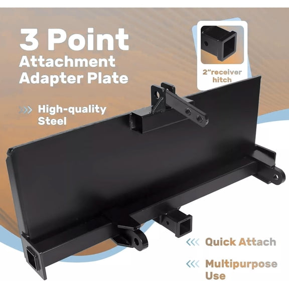 Acekid Skid Steer 3 Point Hitch Adapter, Universal Front Loader Trailer Attachment for Category 1 Implements