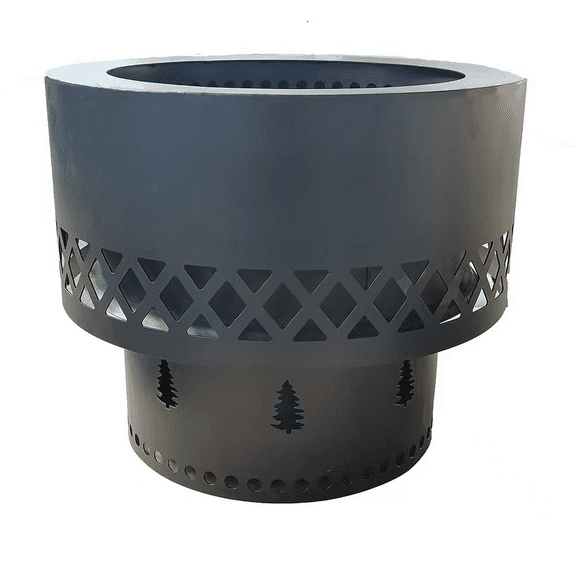 Acekid Smokeless Fire Pit with Removable Ash Pan Wood Burning Firepit Table with Lid Fire Poker Smokeless Outdoor Fireplace with Dust Bag Black