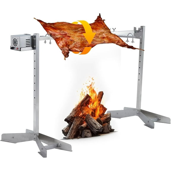 Acekid Stainless Steel Automatic Rotisserie Grill, 54in 132LB Capacity Electric BBQ Pig Lamb Rotisserie Roaster 50W Motor, Charcoal Spit Roaster Grill