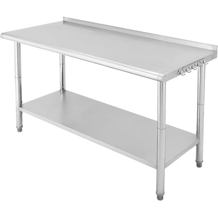 Acekid Stainless Steel Work Table, 60" x 24" Work Table with Adjustable Undershelf, NSF Commercial Heavy Duty Stainless Steel Prep Table