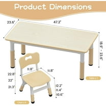 Acekid Table And 4 Chairs Set For Ages 2-8 Height Adjustable Toddler Table And Chair Set For 4 Graffiti Desktop Non-Slip Children Table For Home Daycare Preschool Wood color