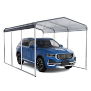Acekid Upgraded Metal Carport, Galvanized Steel Roof, Thickened High-Carbon Steel Frame, Heavy-Duty Permanent Shelter for Cars, Boats, ATVs, Multi-Terrain Base