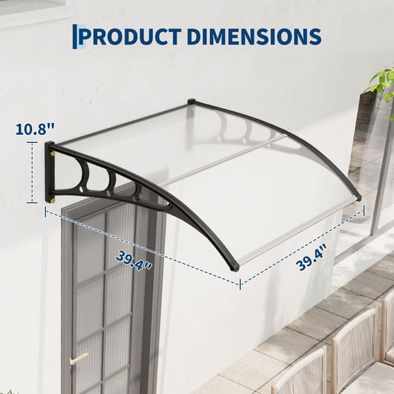 Acekid Weather-Resistant Polycarbonate Outdoor Awning Canopy with Plastic Steel Bracket, White