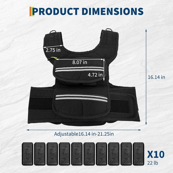 Acekid Weighted Vest for Men, 25 35 45 LBS Adjustable, Running & Rucking Vest with Shoulder Pads, Black