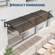 Acekid Window Awning Door Canopy, Polycarbonate Cover for Front Door Outdoor, Brown
