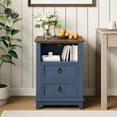 thumbnail image 1 of Acekid Wooden Nightstand 2PC Charging Station End Table Modern Farmhouse Bed Side Table 2 Drawers Open Shelf Livi, 1 of 7