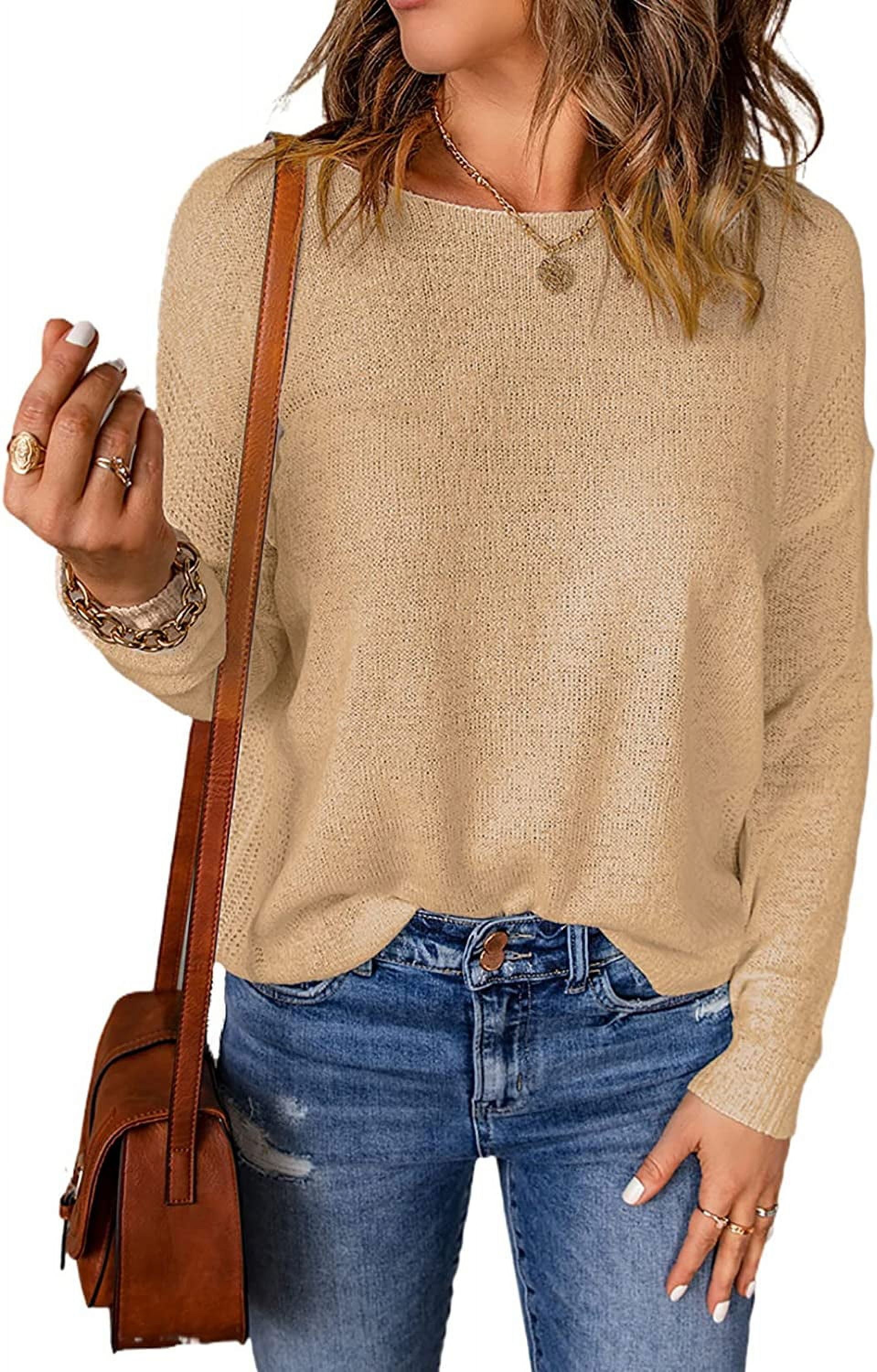 Acelitt Womens Casual Lightweight Long Sleeve Crewneck Drop