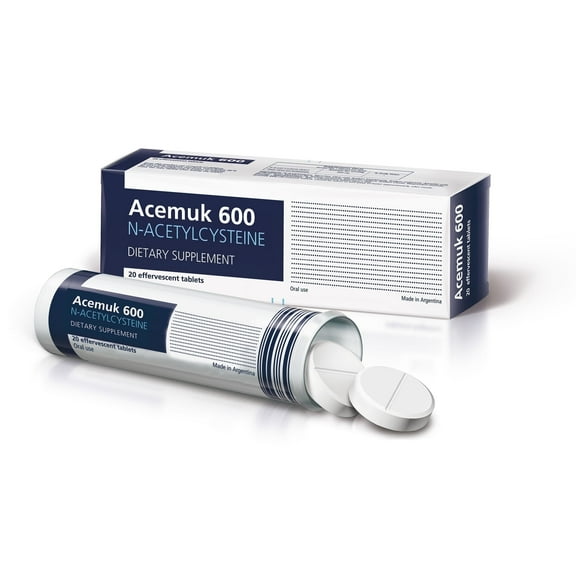 Acemuk N-Acetylcysteine - NAC 600 mg - nac Supplement n-Acetyl cysteine - Antioxidant & Glutathione Support - 20 Easy-to-Absorb Tablets (1 Pack)