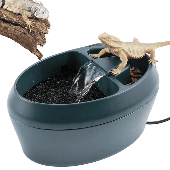 Acenine Double Filter Reptile Water Dispenser Provide Running Water- Automatic System Circulation Chameleon Drinking Fountain Bearded Dragon Water Fountain for Gecko Lizard Chameleon Snake