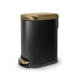 thumbnail image 1 of Acento 1.3 gal., Curved Rectangular Soft Close Premium Pedal Waste Bin Bedroom, Bathroom, Home and Office, Step On Trash Can, Matte Black Gold, 1 of 11