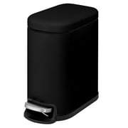 Acento 1.3 gal., Curved Rectangular Soft Close Premium Pedal Waste Bin Bedroom, Bathroom, Home and Office, Step On Trash Can, Soft Touch Black