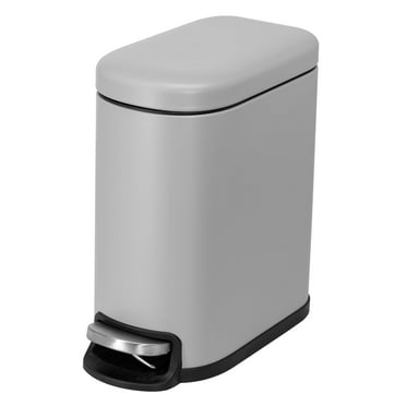 Acento 1.3 gal., Curved Rectangular Soft Close Premium Pedal Waste Bin Bedroom, Bathroom, Home and Office, Step On Trash Can, Matte Gray
