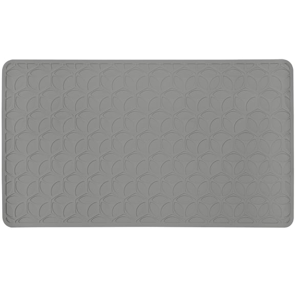 Acento Rectangular Shower Mat, Geometric Pattern Non-Slip Bath Mat with Strong Suction Grip, Heavy-Duty Rubber, Soft Feel, Easy to Rinse, 27.5 x 14.5 in Gray