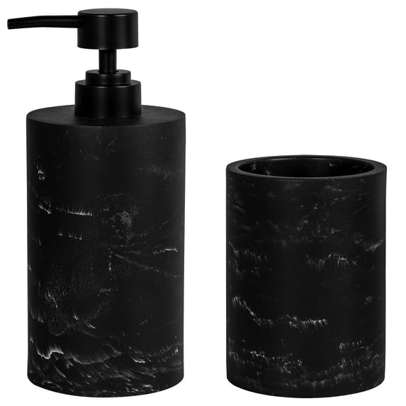 Acento Round, 2 Pcs. Polyresin Modern Vanity Countertop Set in Marble Black