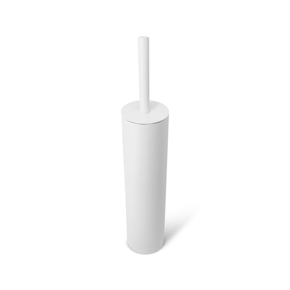 Acento Slim Round Holder Metal Removable Plastic Liner Tall Toilet Brush in Soft Touch White