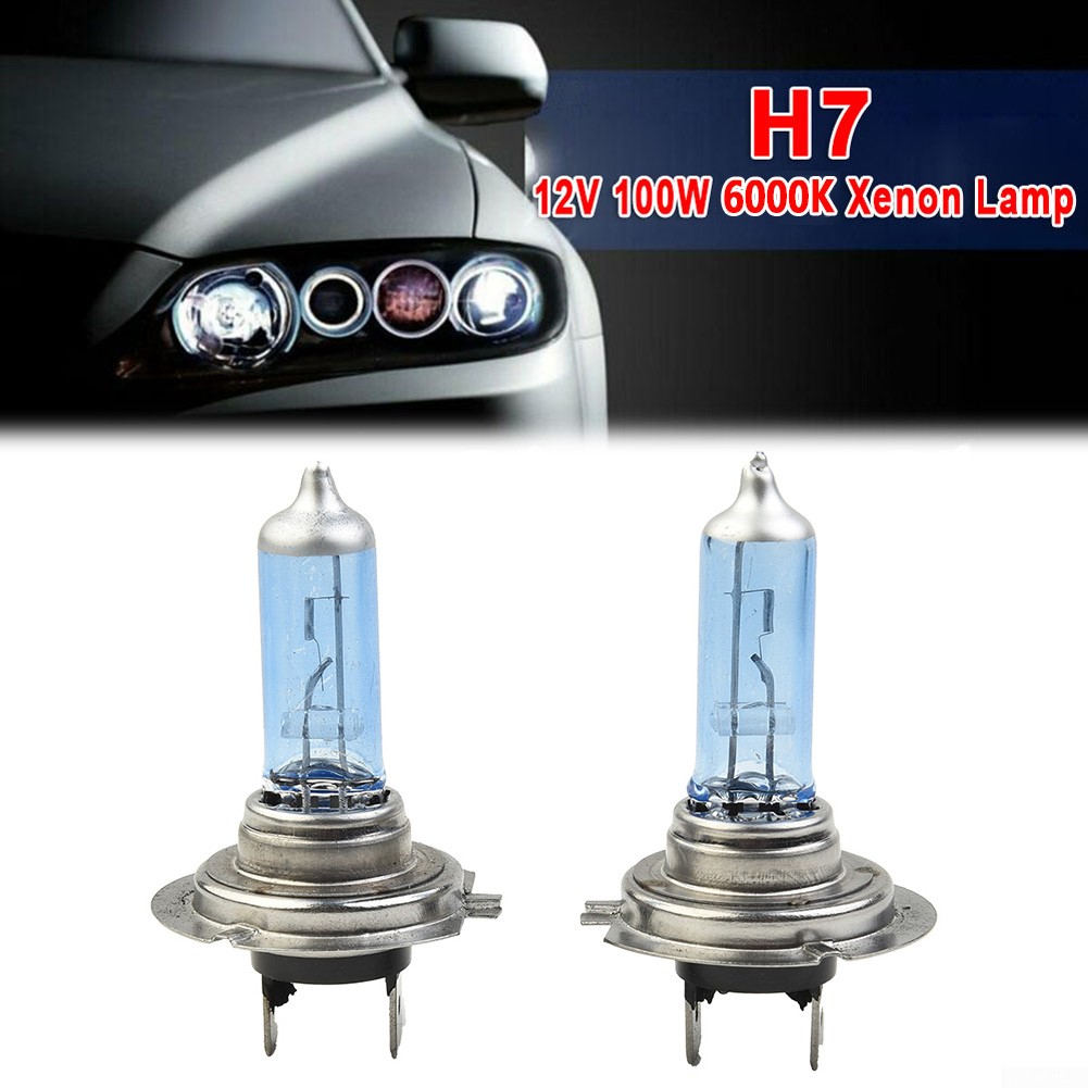 Aceovo 2pcs White 12V H7 100W 6000K Xenon Lamp Super Bright Halogen Car