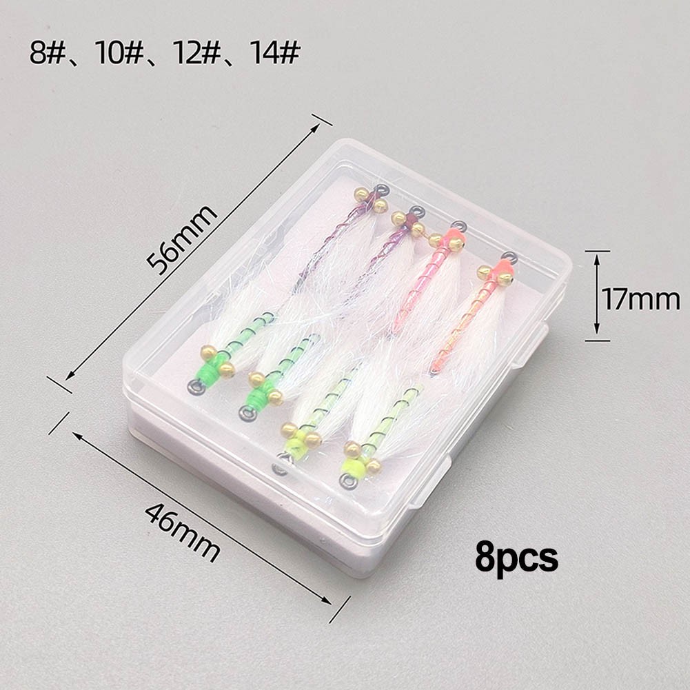 Aceovo 8Pcs Fly Fishing Fly Hook Lure Bait For Herring Tilapia Topmouth