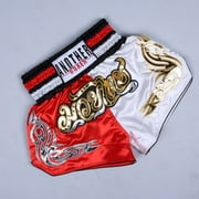 Aceovo Anotherboxer Unisex Muay Thai Boxing Shorts MMA Kickboxing Fighting Breathable Red+White