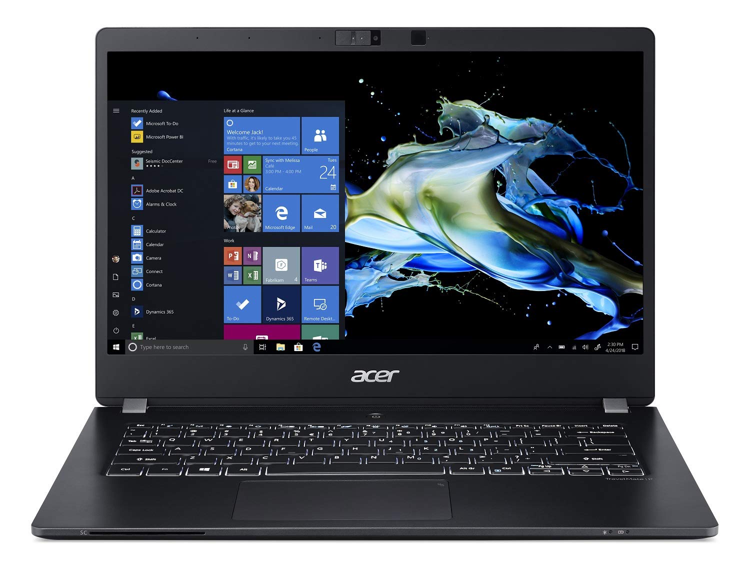 Acer 14" 1080p PC Laptops, Intel Core i5, 8GB RAM, 256GB SSD, Windows 10, Black, TMP614-51-G2-5442 - image 1 of 9