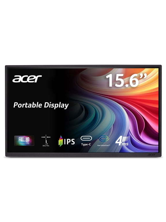 15.6" Portable Office Business Monitor, IPS Full HD (1920 x 1080), 60Hz, with Cables and Protective Sleeve, PM161Q C1bmiuux, Black