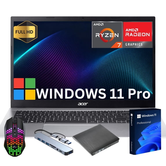 Acer 15.6 inch Aspire Go Laptop - AMD Ryzen 7 7730U - 32GB RAM - 512GB SSD - Win 11 Pro