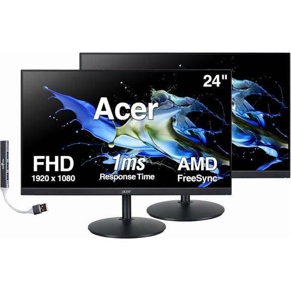 Acer 24" FHD IPS 1920x1080 1ms FreeSync Gaming Monitor w/DKZ Hub, 2-Pack