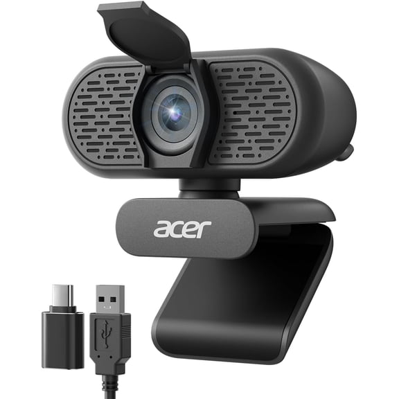 Acer A610 1080p Webcam for PC with Microphones Computer Camera for Meeting