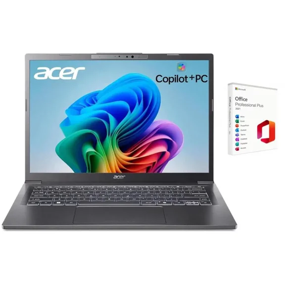 Acer Aspire 14" AI Copilot+ WUXGA (1920 x 1200) Touchscreen Laptop|Intel Core Ultra 7 258V|Integrated Graphics|Backlit|Sleeve| 32GB RAM DDR5 | 1024GB SSD | Windows 11 Pro | Bundle with Office 2021