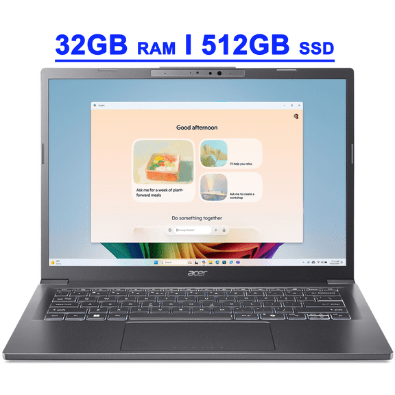 Acer Aspire 14 AI Premium Portable Laptop 14" WUXGA IPS Touchscreen (100% sRGB) Intel Octa-core Ultra 9 288V (Up to 48 NPU TOPS) 32GB RAM 512GB SSD Backlit Wi-Fi6E FHD IR Webcam Win11