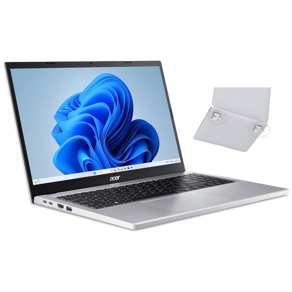 Acer Aspire 15 Slim Laptop 15.6" FHD (1920 x 1080) Display | Intel Core 3 N355 Processor | Intel Graphics| Copilot | Webcam | 8GB RAM DDR5 | 128GB SSD | Windows 11 S | Bundle with Laptop Stand