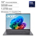 thumbnail image 1 of Acer Aspire 16" AI Copilot+ PC Touchscreen Laptop Intel Core Ultra 9 processor 288V WUXGA (1920 x 1200) 32GB RAM 1TB SSD Windows 11 Home Steel Gray, 1 of 7