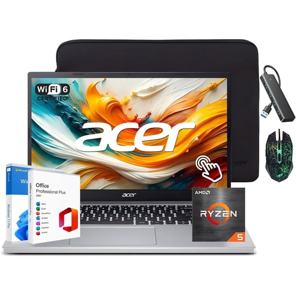 Acer Aspire 3 15.6 FHD Touchscreen Laptop,AMD Ryzen 5 7520U CPU, 16GB RAM,2TB NVMe SSD ,2026 Edition ,Wi-Fi 6, Windows 11 Pro,with Bag&Mouse&Hub