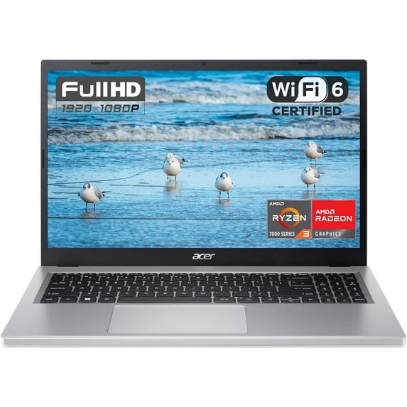 Acer Aspire 3 Slim Laptop, 15.6" FHD IPS Display, AMD Ryzen 3 7320U Processor, 8GB RAM, 128GB SSD, AMD Radeon Graphics, USB Type A&C, Wi-Fi 6, Bluetooth, Windows 11 Home in S Mode, Cefesfy USBHub