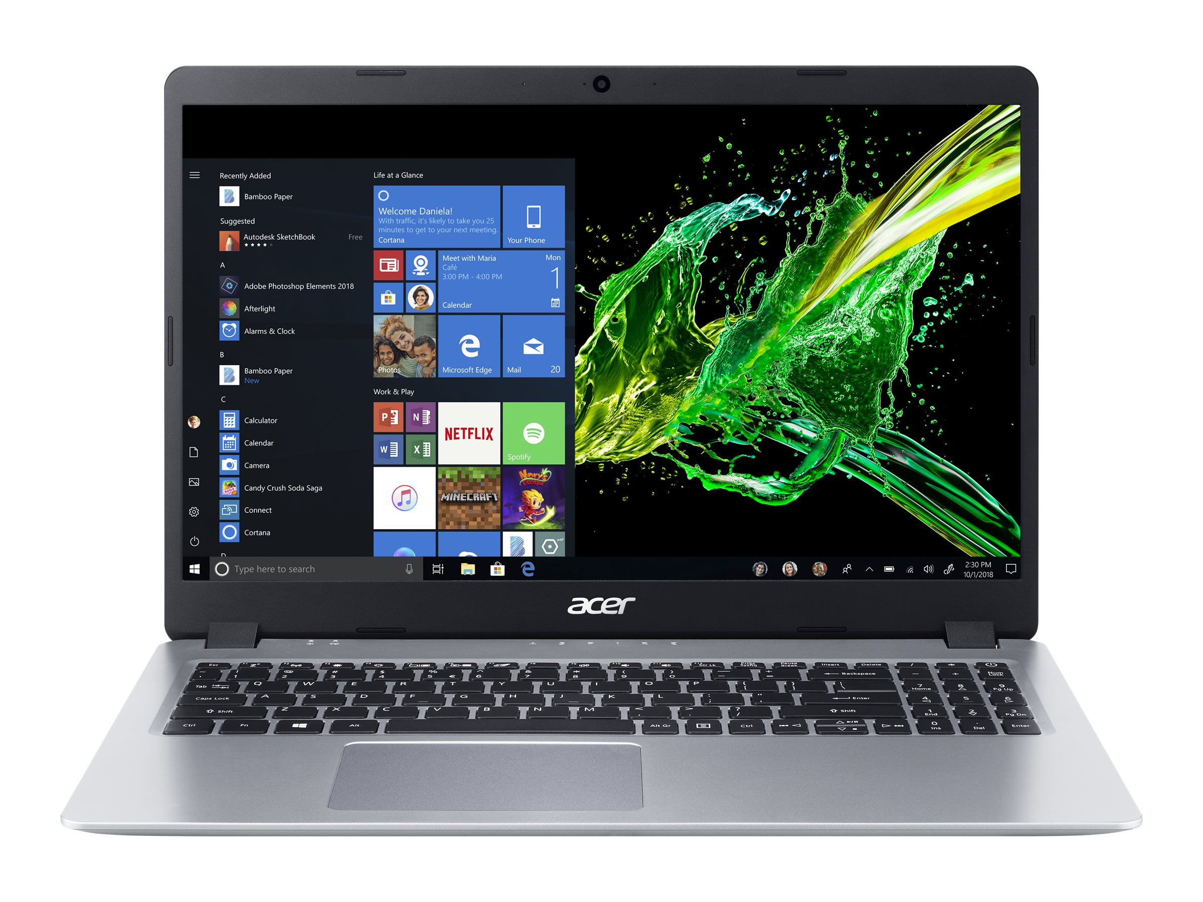 Acer Aspire 5 A515-43-R19L - Ryzen 3 3200U / 2.6 GHz - Windows 10 Home 64-bit in S mode - 4 GB RAM - 128 GB SSD - 15.6" IPS 1920 x 1080 (Full HD) - Radeon Vega 3 - Wi-Fi - pure silver