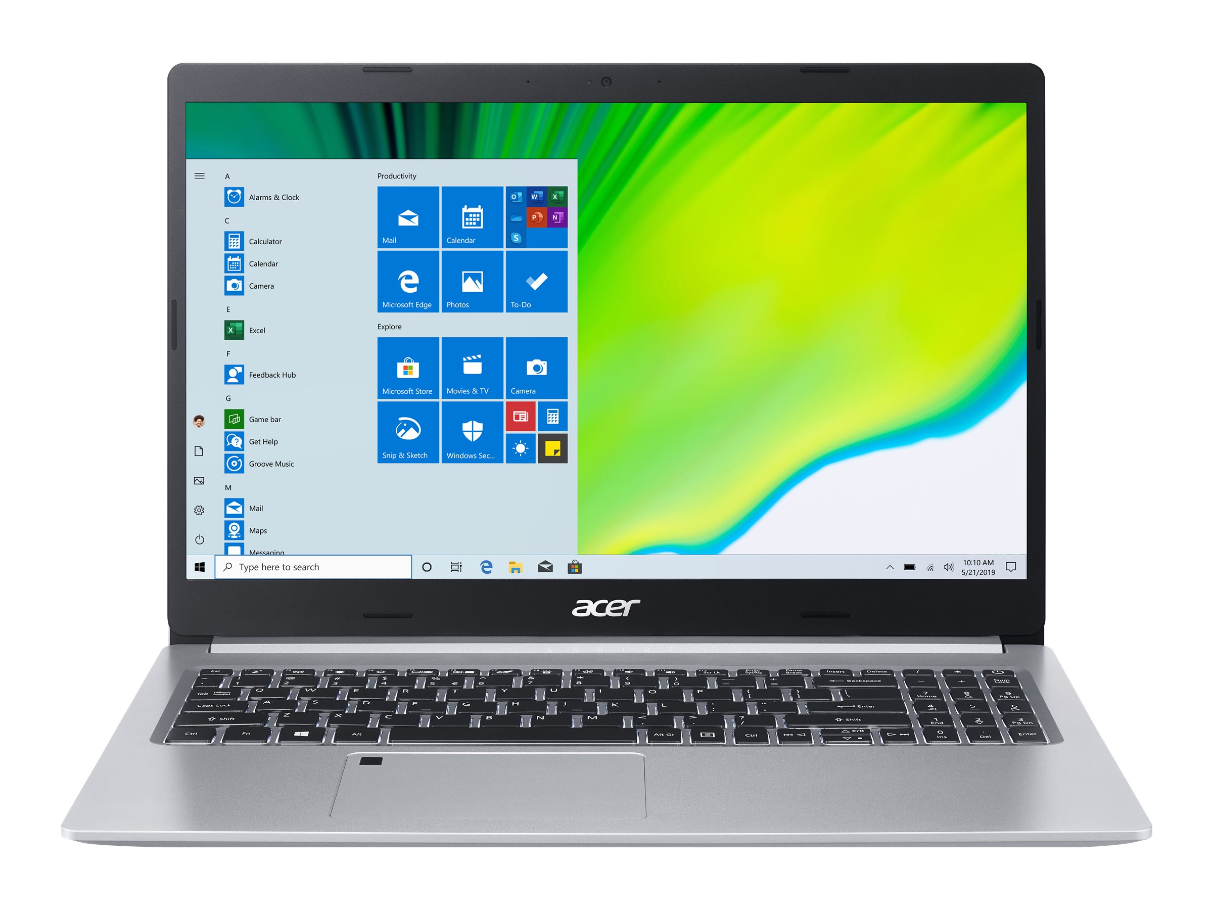 Acer Aspire 5 A515-44-R41B - Ryzen 5 4500U / 2.3 GHz - Win 10 Home 64-bit - 8 GB RAM - 256 GB SSD - 15.6" IPS 1920 x 1080 (Full HD) - Radeon HD - Wi-Fi, Bluetooth - pure silver - kbd: US International - image 1 of 8