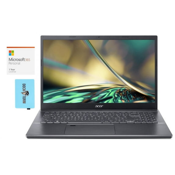 Acer Aspire 5 A515-57 Home/Business Laptop (Intel i7-1255U 10-Core, 15.6in 60 Hz Full HD (1920x1080), Intel Iris Xe, 64GB RAM, Win 10 Pro) with Microsoft 365 Personal , Dockztorm Hub