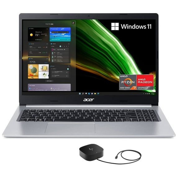 Acer Aspire 5 A515 Home/Business Laptop (AMD Ryzen 7 5700U 8-Core, 15.6in 60 Hz Full HD (1920x1080), AMD Radeon, 24GB RAM, 1TB PCIe SSD, Win 10 Pro) with G5 Essential Dock