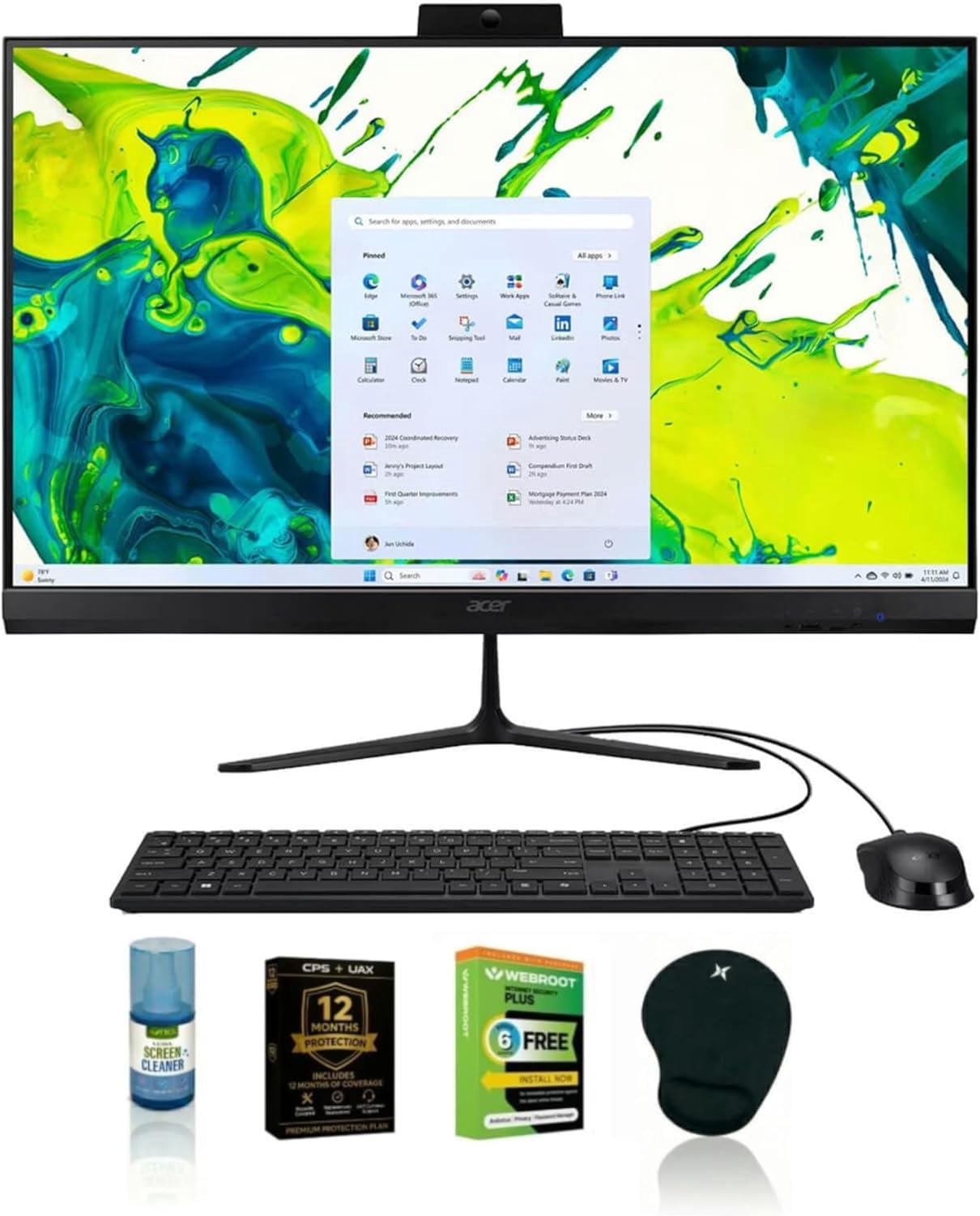 Acer Aspire C27-2G-UR18 27 Inch FHD Slim All-in-One Laptop, Ryzen